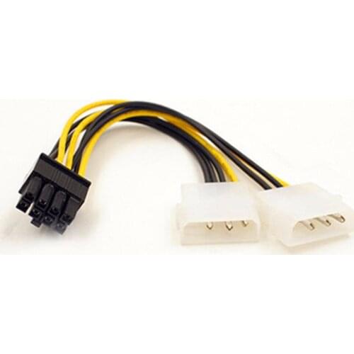 4PCS 18cm 8Pin To Dual 4Pin Video Card Power Cord Y Shape 8 Pin PCI Express To Dual 4 Pin Molex Graphics Card Power Cable