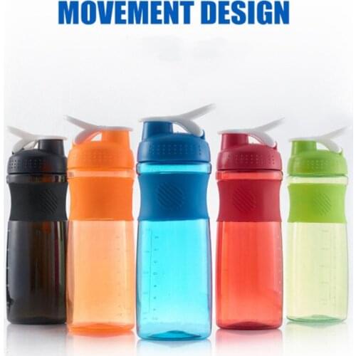 550ml/760ml Portable Plastic Water Cup Mixing Protein Powder Shaker Bottle with Stirring Ball w/ Handle For Sports Fitness Gym