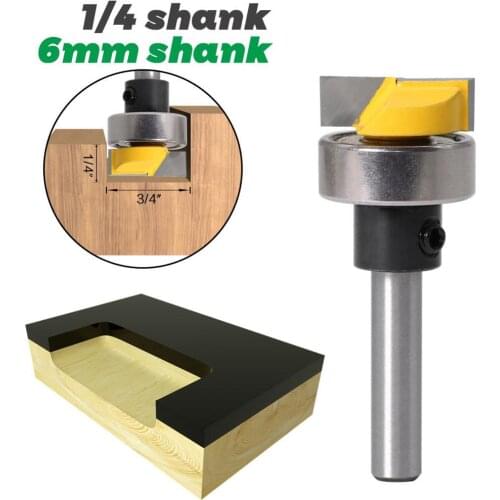 6mm shank 1/4" Shank Template Trim Router Bit - Bottom Cleaning 3/4"W X 1/4"H Woodworking cutter Tenon Cutter for Woodwork