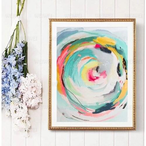 Abstract Color Canvas Painting Home Decoration Watercolor Posters and Prints Pink Blue Yellow Wall Pictures for Living Room