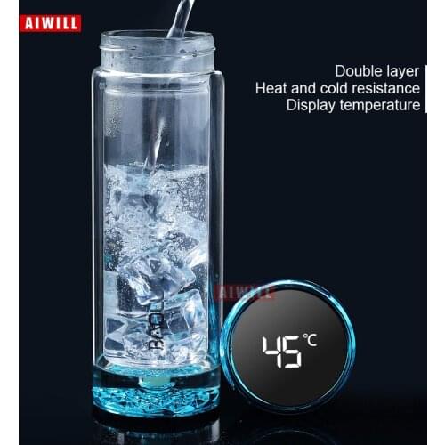 AIWILL intelligent temperature double thickening insulating glass business straight cup tea cup elegance