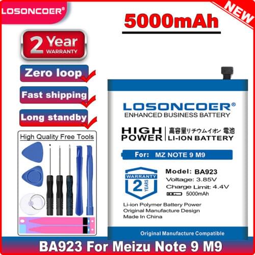 LOSONCOER Good Quality Battery 5000mAh BA923 for Meizu Note 9 Note9 M9 +Free Tools ~In Stock