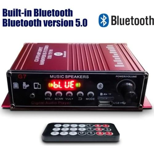 200W 12V Car Audio Amplificador HIFI Audio Power Amplifier Bluetooth Small Home Stereo Amplifiers FM Radio 2CH USB TF AUX