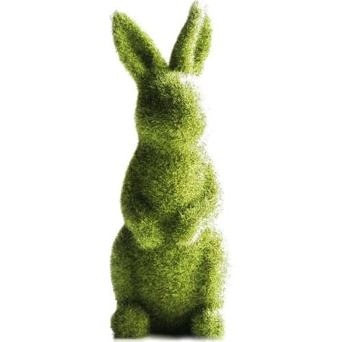 Decoration Flocking Resin Rabbit Easter Bunny Children Girts Green Waterproof High Quality Garden Artificial Moss Rabbits