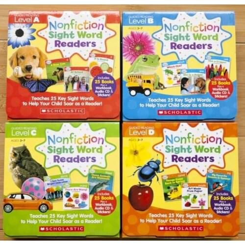 3-8 year Childrens English story book Nonfiction Sight Word Readers picture book help child be reader early education 100pc/set