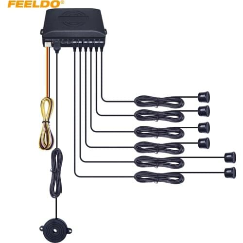 FEELDO 1Set Car 6 Parking Sensors Reverse Backup Radar 2 Front 4 Rear Beep Alarm 10-Color #FD-898