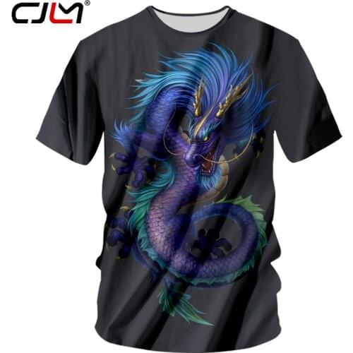 CJLM Black Tshirt Men 2018 New Design 3d Print Colorful Dragon T Shirt Male Regular O-neck Hip Hop Fitness Shirts Tee Dropship