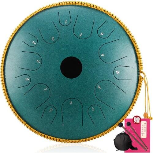 Hluru A 14 notes 14 inch Copper Stee C tones Tongue drum Percussion tambourine Instruments Ethereal Saucer Empty Hollow handpan