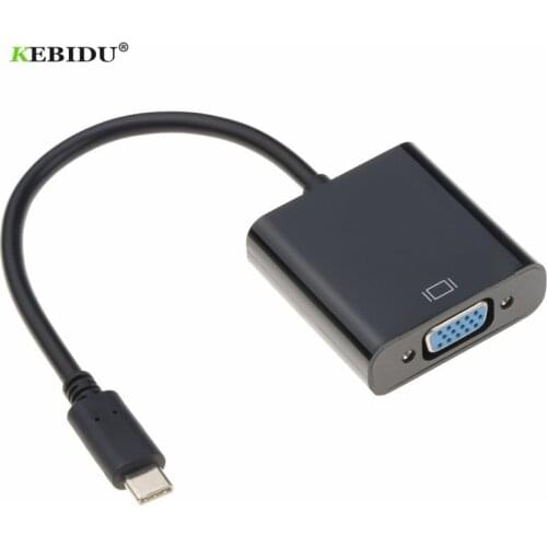 KEBIDU New Type C to Female VGA Adapter Cable USBC USB 3.1 to VGA Adapter for Macbook 12 inch Chromebook Pixel Lumia 950XL