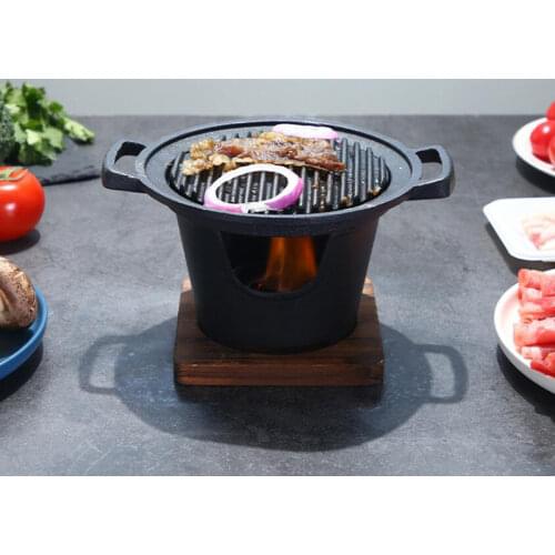 Creative Japanese Style One Person Barbecue Oven BBQ Grills Household Wooden Mini Alcohol Oven BBQ Plate Roasting Meat Tools
