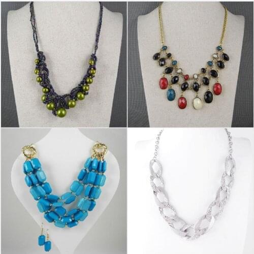 Fashion Jewelry Necklace Pendent Candy Color String Beads Orange Balls Colorful Faceted Enamel Oval Tassle Sea Blue Earr