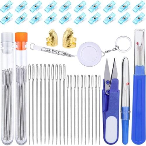Imzay Sewing Tools Set With Sewing Seam Rippers Plastic Clips Large Eye Stitching Needles Thimble And Other Sewing Accessories