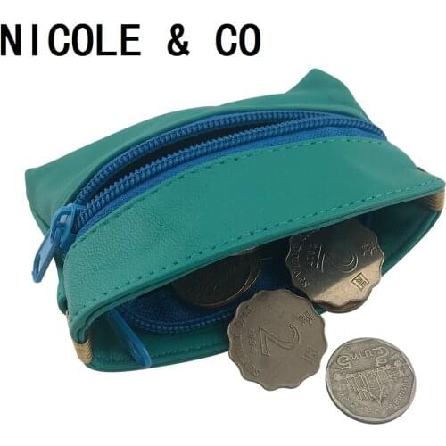 NICOLE & CO Spring /summer fashion new ladies zipper coin purse girl coin purse female mini money bag leather wallet credit card
