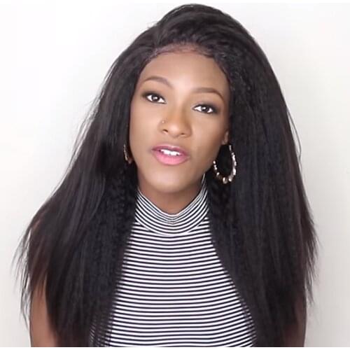 YMS Kinky Straight Lace Wigs PrePlucked Remy 13*4 Lace Front Wigs Human Hair Lace Wigs For Black Women
