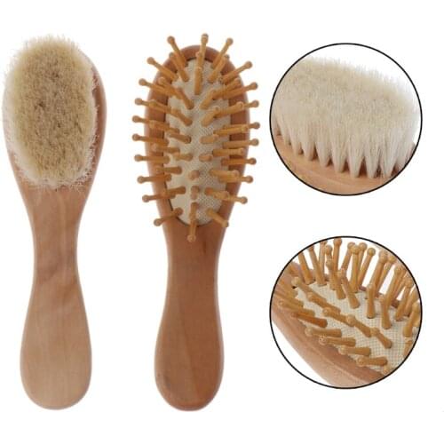 2Pcs/Set comb for children Baby Soft Hair Brush Head Massager Newborn Wooden Brush