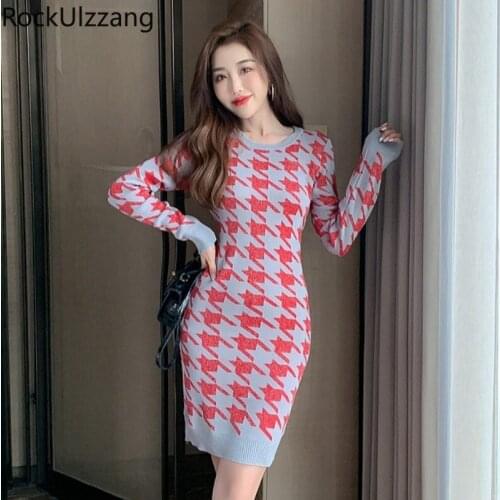 Модные платья в клетку Rockulzzang China At AliExpress
