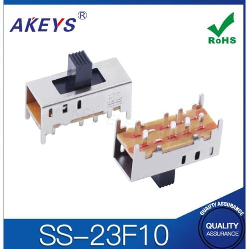 20PCS SS-23F10 2P3T Double pole three throw 3 position slide switch 8 solder lug pin verticle type with 4 fixed pin