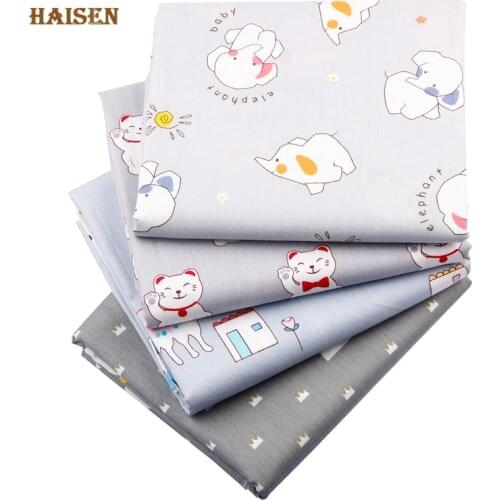 Gray Cartoon Series Printed Fabric Twill Cloth For DIY Sewing Quilting Baby&Child Bedsheet Skirt Textile Material By Half Meter