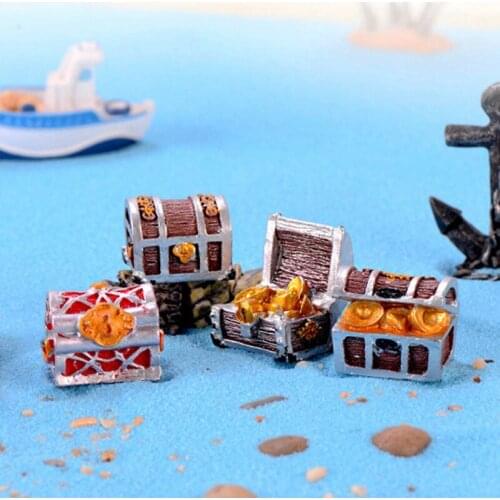 Treasure Chest Box Antique Creative Fish Tank Aquarium Decoration Landscape Pirate Gold Coins Garden Ornaments Resin Crafts