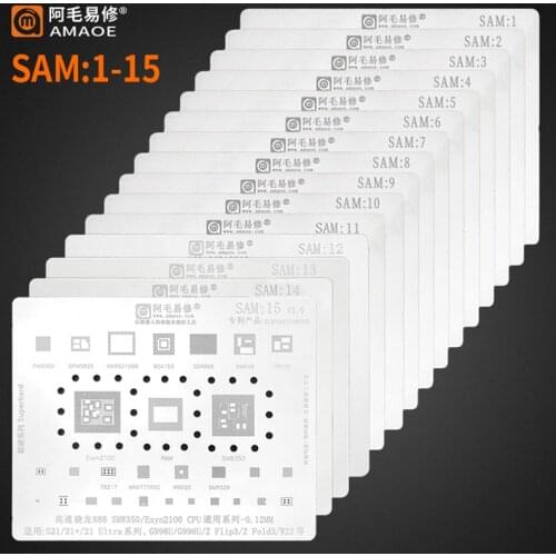 Amaoe BGA Reballing Stencil Kit SAM 1-12 For Samsung Note5 A520 A310 A9 J5 J4 J3 S8+ S8 NOTE8 NOTE10 CPU Power Chips