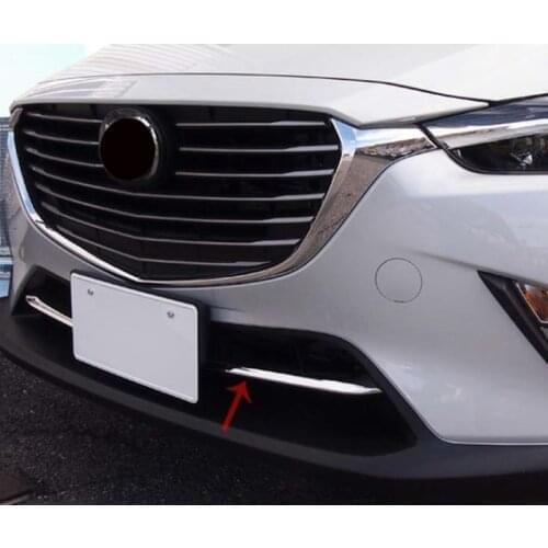 Exterior Car Styling Chrome Bottom Central Grill Grille Trim 2Pcs ABS For Mazda CX-3 CX3 2015 2016 2017 2018