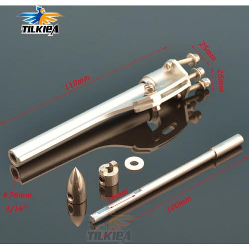 High Quality RC Boat Flexible Shaft Bracket Aluminum Strut 110mm For 4.76mm 3/16'' Flexible Shaft Methanol Gasoline Boat