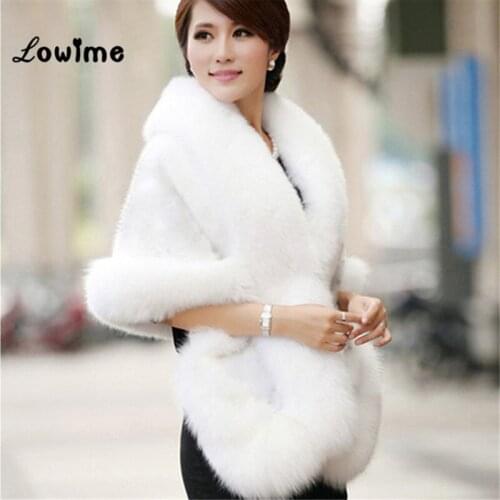 Faux Fur Bolero Women Bridal Shawl Fur Shawl In Stock Wedding Bolero Fur Cape Mariag Cloak Fast Shipping Cape Dress Wedding Coat