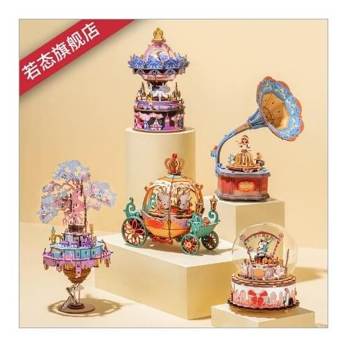 2020 DIY 3D Wooden Jigsaw music box toy assembly model making kit children children adult birthday gift toys