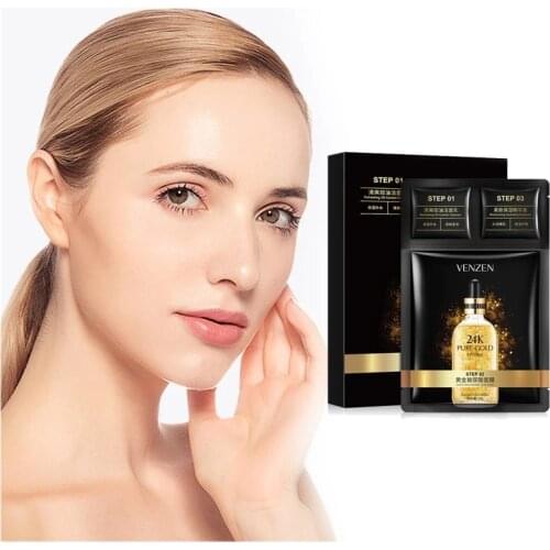 5pcs Gold Hyaluronic Acid 3in1 Mask Deep Cleaning Moisturizing Essence Whitening Pigmentation Corrector Facial Mask Sheet Beauty