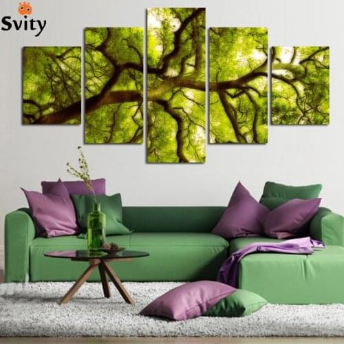 5 Piece Green Trees Modern Home Wall Decor Canvas Picture Art HD Print Painting On Canvas Artworks Unframed