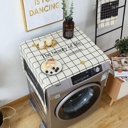 Geometric Washing Machine Cover Single Door Dust Cover Garden Double Open Drum Washing Machine Towel Cloth Household Home Decor