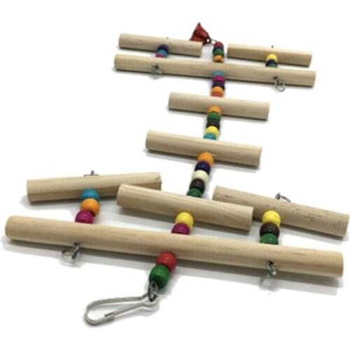 Bird Hanging Bite Gift Wooden Climbing Parrot Cage Chew Toy Playing Perch Swing