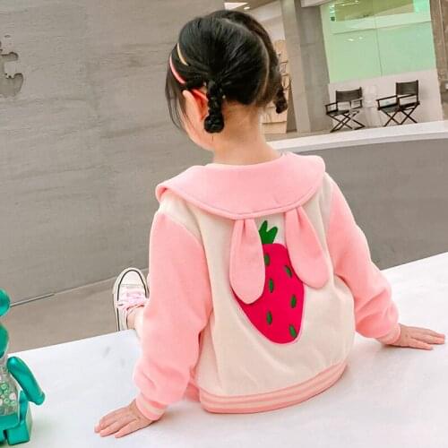 Girl child suit spring and autumn new style little girl cute casual two-piece baby strawberry pattern