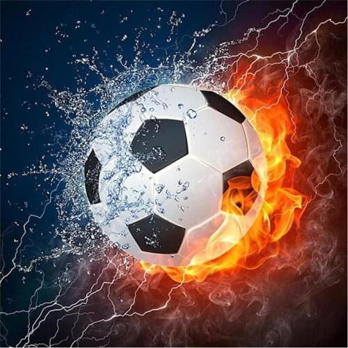 DIY 5D Football Hanging Picture Diamond Painting Handmade Shining Football Printing 5D Wall Decor Diamond Mosaic (30x30cm)