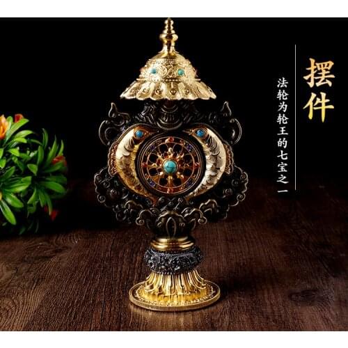 22CM TALL -efficacious Protection gilding Eight Auspicious Symbols of Buddhism Seven treasure prayer Cakra Practice instruments