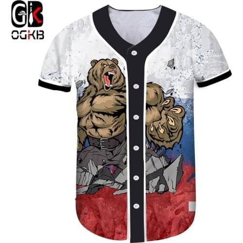 OGKB Brand Russia Baseball Jersey Bear 3d Whole Body Printing War Sport Running 2019 Cardigan Shirt 6XL