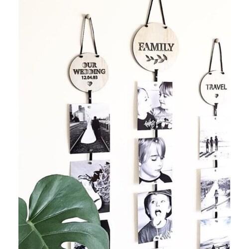Creative Pendant Photo Storage Wall Decoration Love Curtain Wood Velvet Wall Hang Decoration Home Decoration For Photo 18cm Dia