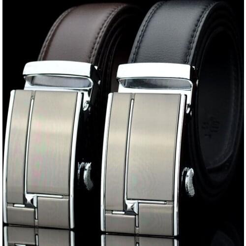Mens leather belt Mens business automatic buckle belt Mens fashion casual belt