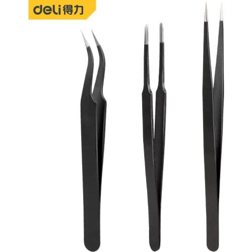 3PCS/Set Electronics Precision Soldering Tweezers Flat/Pointed/Curved Forceps Phone Laptop Industrial Repair Tools Tweezers Set