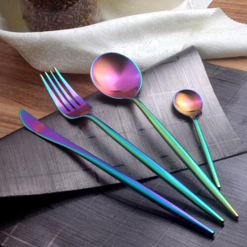 1lot/24 pieces Luxury Colorful Cutlery Set 304 Stainless Steel Knives Forks S poons Western Dinning Tableware Dinnerware Sets