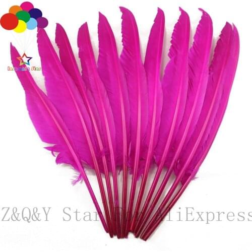 Natural 35-40CM goose humpback feather dyed rose red DIY craft jewelry pen accessories feather