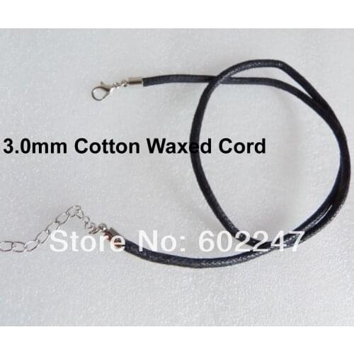 New 3.0mm Waxed Cotton Necklace Cord Findings Wholesales, 3mm Black Necklace Cord With Lobster Clasp