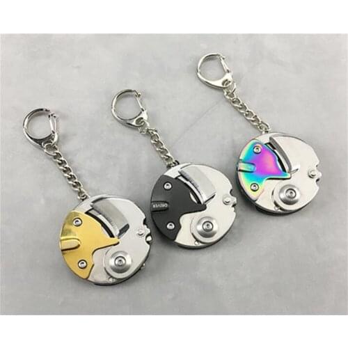 New 50pcs/lot Stainless steel Coin-Shape Mini EDC Tool Folding Pocket Keychain Knife with Hanging Chain