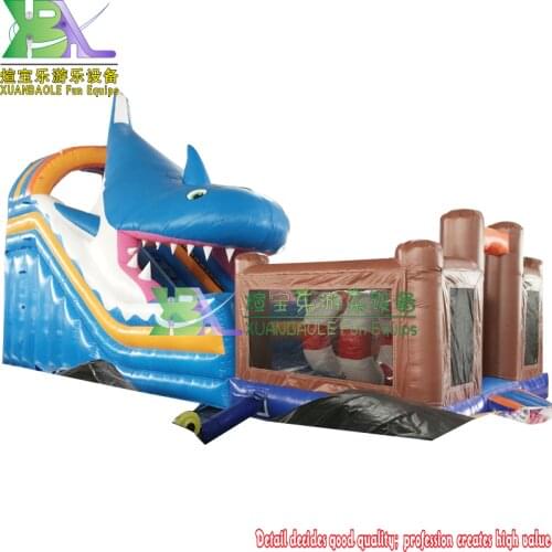 New attractive inflatable shark bouncer slide combo, air bouncer inflatable trampoline