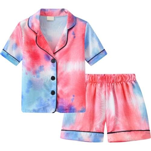 Toddler Boys Clothes 2021 Girl Tie-dye Pajamas Sleepwear T shirt Shorts Clothes Set Baby Boy Girl Outfit Children Clothing Set