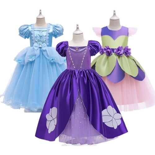 Girls Snow White Party Princess Dresses Kids Clothes Anna Costume Carnival Christmas Party Clothing Girls Dress Up