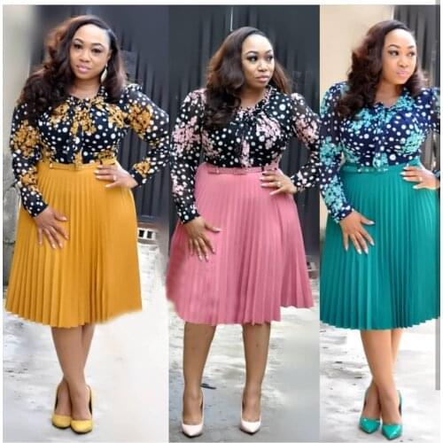 HGTE Spring Autumn Chiffon Print Dress Casual Cute Women Floral Long Bowknot Dresses Long Sleeve Vestido L-3XL Plus Size