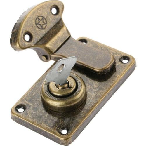 Antique Wooden Box Buckle Vintage Retro Luggage Metal Latch Hasp Lock with Key