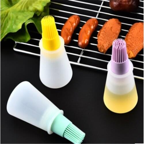 1 Pcs Portable Silicone Oil Bottle with Brush Grill Oil Brushes Liquid Oil Pastry Kitchen Baking BBQ Tool Kitchen Tools for BBQ