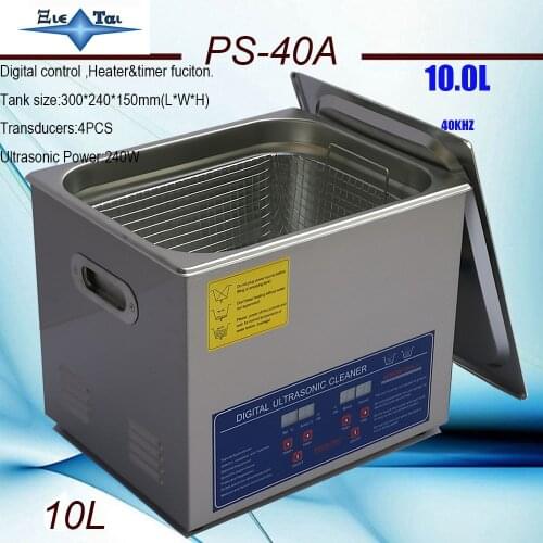 Fasting shipping Local EU RU AC110/220 Ultrasonic cleaner 10L PS-40A digital timer & heater hardware parts
